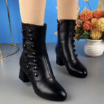 Chunky Black High Boots for Women