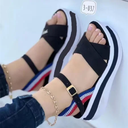 Cross-Border Black Color Sandals Manufacturers Wholesale For Women