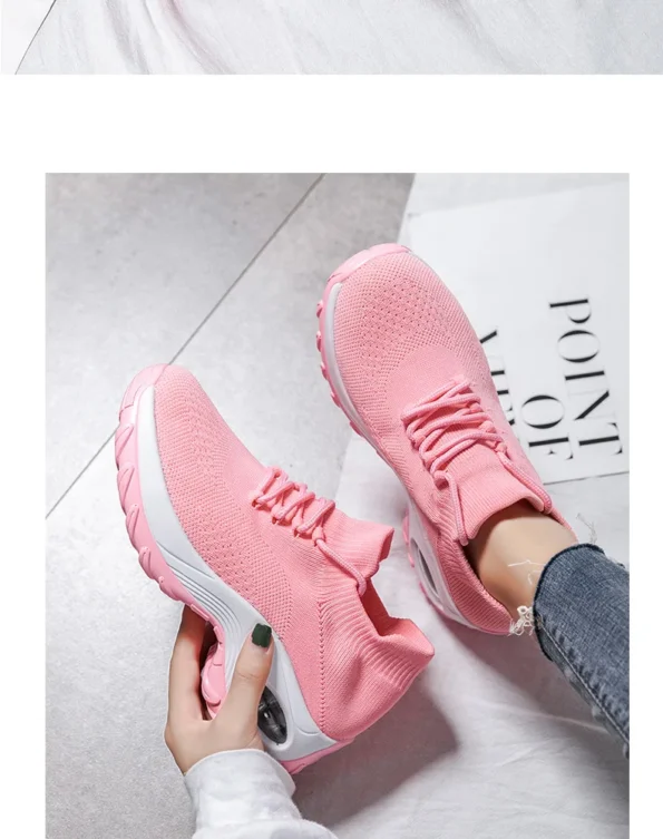 Cross-Border New Air Cushion Pink Color Women's Shoes Thick Soles Shaking