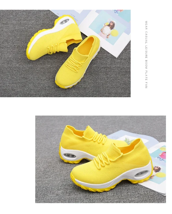 Cross-Border New Air Cushion Yellow Color Women's Shoes Thick Soles Shaking