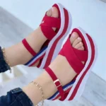 Cross-Border Red Color Sandals Manufacturers Wholesale For Women