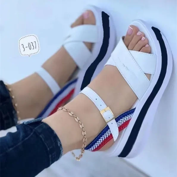 Cross-Border Summer Muffin Bottom Foreign Trade White Color Sandals Manufacturers Wholesale For Women