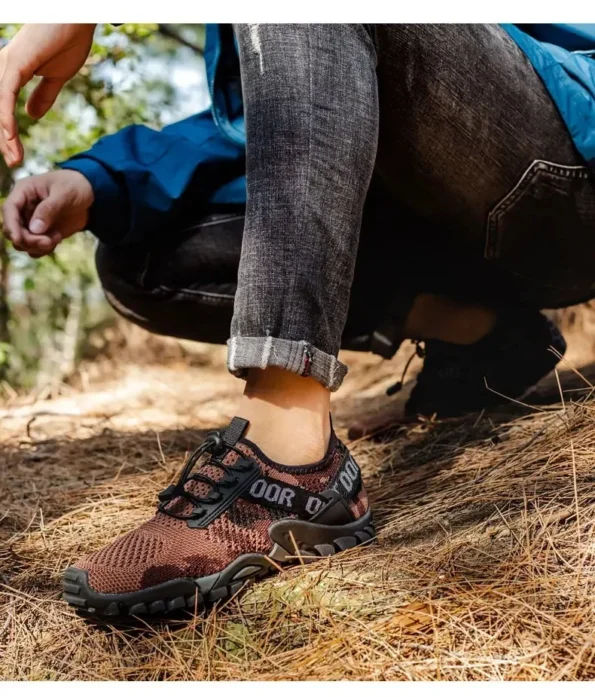 European and American River Hollow Flying Outdoor Hiking Men's Wading Brown Shoes