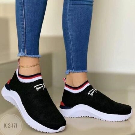 Foreign Trade Large Size Sports Casual Breathable Solid Black Color Women's shoes