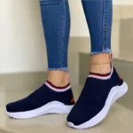 Foreign Trade Large Size Sports Casual Breathable Solid Dark Blue Color Women’s Shoes