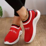 Foreign Trade Large Size Sports Casual Breathable Solid Red Color Women’s Shoes