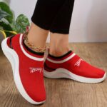 Foreign Trade Large Size Sports Casual Breathable Solid Red Color Women’s Shoes