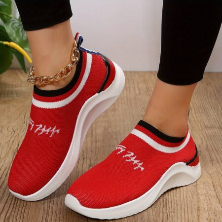 Foreign Trade Large Size Sports Casual Breathable Solid Red Color Women's Shoes