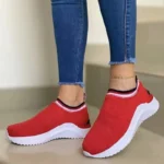 Foreign Trade Large Size Sports Casual Breathable Solid Red Color Women’s Shoes