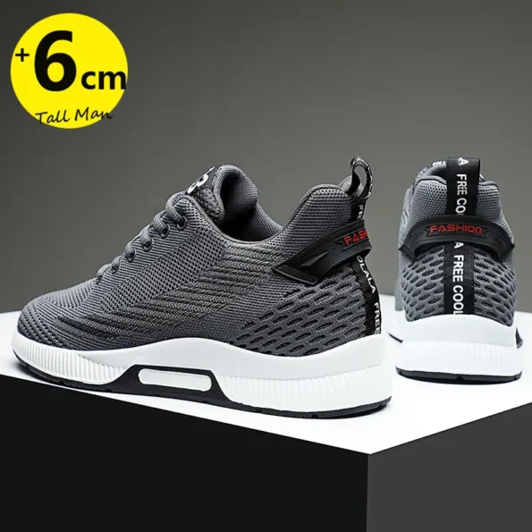 Grey Color Cross-Border Plus-Size Flying Woven Elastic Breathable Casual Sports Men’s Shoes