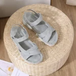 Grey Color Sandals Casual Sports Comfortable Thick Soled Velcro Seam Big Size Women’s Shoes 2