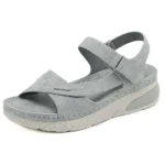 Grey Color Sandals Casual Sports Comfortable Thick Soled Velcro Seam Big Size Women’s Shoes 2