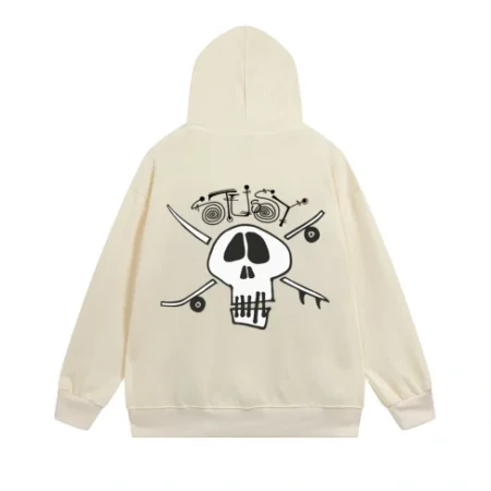 High Quality Men’s Cross-Border Printed Zipper Beige Hoodie