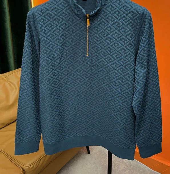 High Quality Polo Half Turtle Collar Zipper Blue Color Man Sweatshirt