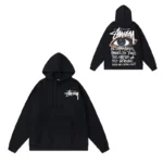 High Quality Printed Logo Black Hoodie for Men