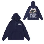 High Quality Printed Logo Navy Blue Hoodie for Men