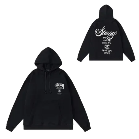 High Quality Trendy Printed Logo Black Hoodie for Men’s