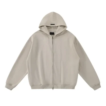 High Quality Zipper Street Casual Beige Hoodie For Men’s