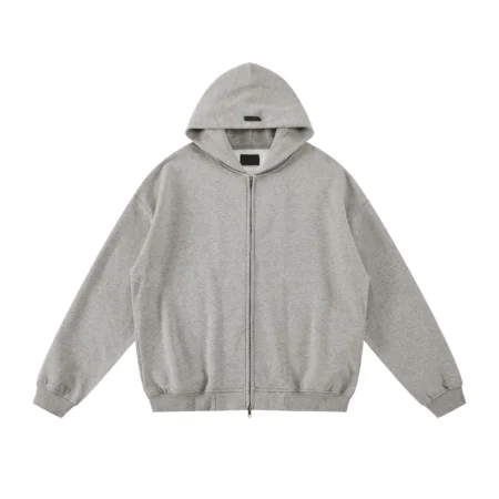 High Quality Zipper Street Casual Grey Hoodie For Men’s