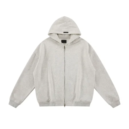 High Quality Zipper Street Casual Light Grey Hoodie For Men’s