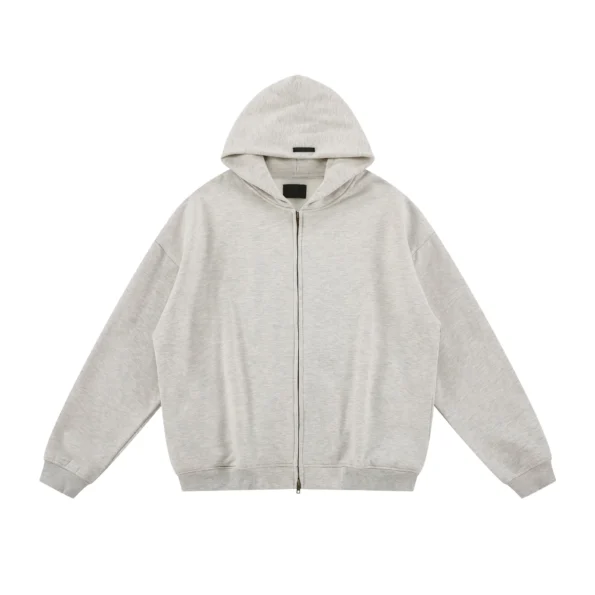 High Quality Zipper Street Casual Light Grey Hoodie For Men’s