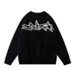 High Street Country Hip Hop Alphabet Jacquard Black Men’s Sweater 2