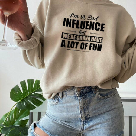 IM A BAD INFLUENCE Beige Sweatshirt for Women