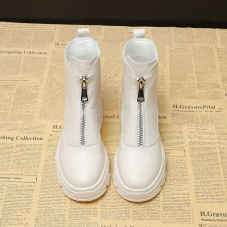 Inside increase Martin 8cm Small British Style Ankle White Boots