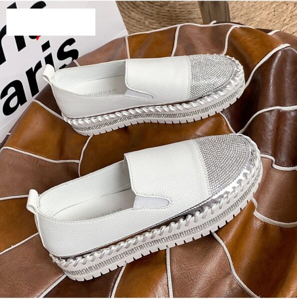 Large Size White Color Loafers Rhinestones Leisure Set Feet Lazy Sports Platform Women's Shoes