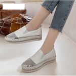 Large Size White Color Loafers Rhinestones Leisure Set Feet Lazy Sports Platform Women’s Shoes 4