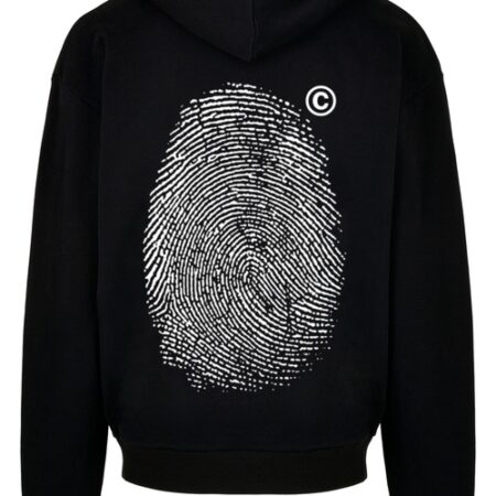 Fingerprint Ultra Heavy Oversize Black Hoodie for Men