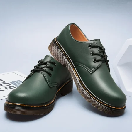 Men's British Style Luxury Outdoor Brand Thick Bottom Oxford Green Shoes