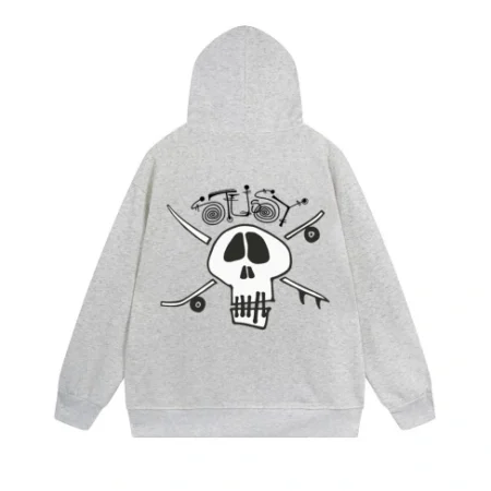 Men’s Cross-Border Printed Zipper premium Grey Hoodie