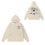 Men’s High Quality Beige Hoodie with Printed Logo