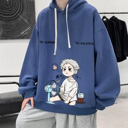 Men’s High Quality Casual Top Trendy Blue Hoodie