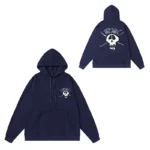 Men’s High Quality Navy Blue Hoodie with Printed Logo