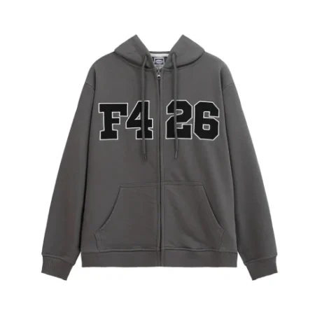 Men’s High Quality Street Zipper Dark Grey Color Hoodie