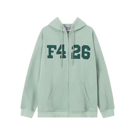 Men’s High Quality Street Zipper Light Green Color Hoodie