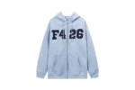 Men’s High Quality Street Zipper Sky Blue Color Hoodie