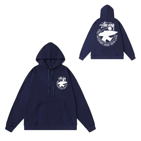 Men’s Premium Navy Blue Hoodie with Printed Logo