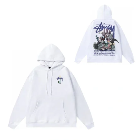 Men’s Trendy Printed Logo Comfortable White Hoodie