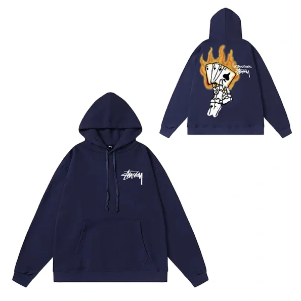 Men’s Trendy Printed Logo Navy Blue Hoodie