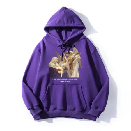 Men’s Trendy Street Retro Hip Hop Purple Hoodie