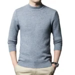 Men’s Underlay Autumn And Winter Thin Sweatshirt Solid Grey Color