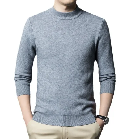 Men's Underlay Autumn And Winter Thin Sweatshirt Solid Grey Color