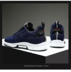 Navy Color Cross-Border Plus-Size Flying Woven Elastic Breathable Casual Sports Men’s Shoes