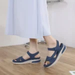 Navy Color Sandals Casual Sports Comfortable Thick Soled Velcro Seam Big Size Women’s Shoes