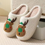 New Cartoon Christmas Deer Cotton Slippers for Women