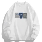 New Crew-Neck White Sweatshirt Men's Autumn and Winter Long Sleeve