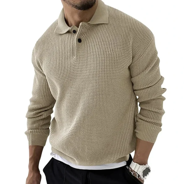 New Fashion Urban Slim Long-Sleeved Knitted Beige Men's Sweatshirt Sweater